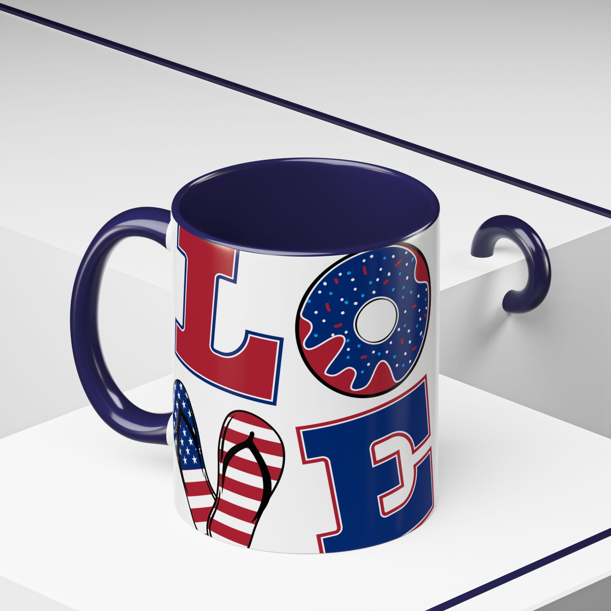 Peace Sign Coffee Mug | Accent Handle 11oz 15oz | coffee mug independence design
