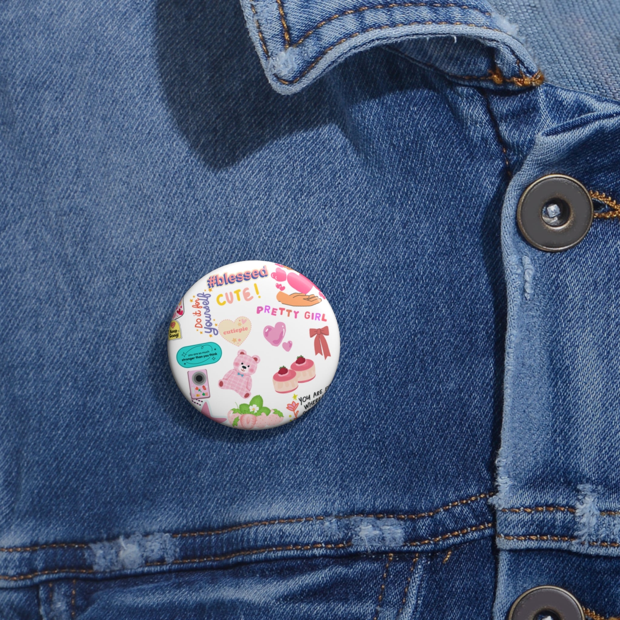 Kawaii Pastel Sticker Collage Pin Buttons