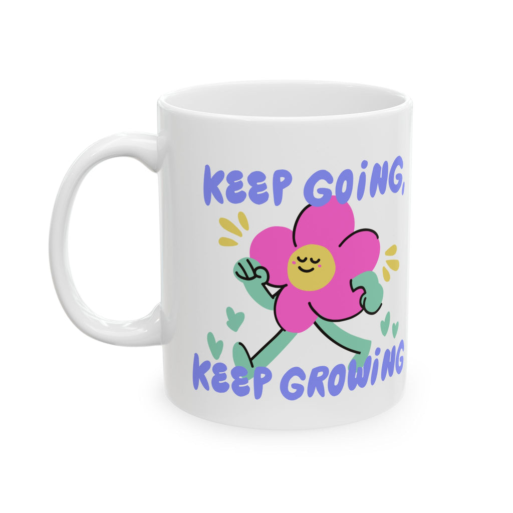 Keep Growing Ceramic Mug — Cute Floral Motivational Coffee Cup (11oz, 15oz)