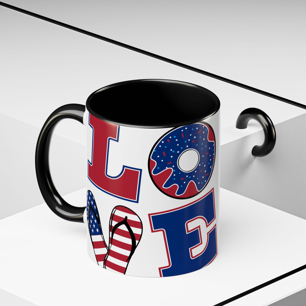 Peace Sign Coffee Mug | Accent Handle 11oz 15oz | coffee mug independence design