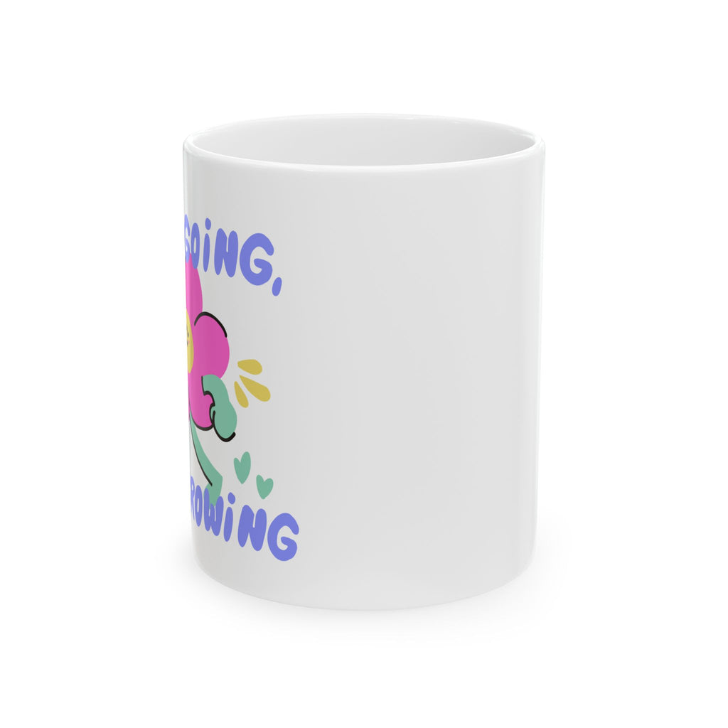 Keep Growing Ceramic Mug — Cute Floral Motivational Coffee Cup (11oz, 15oz)