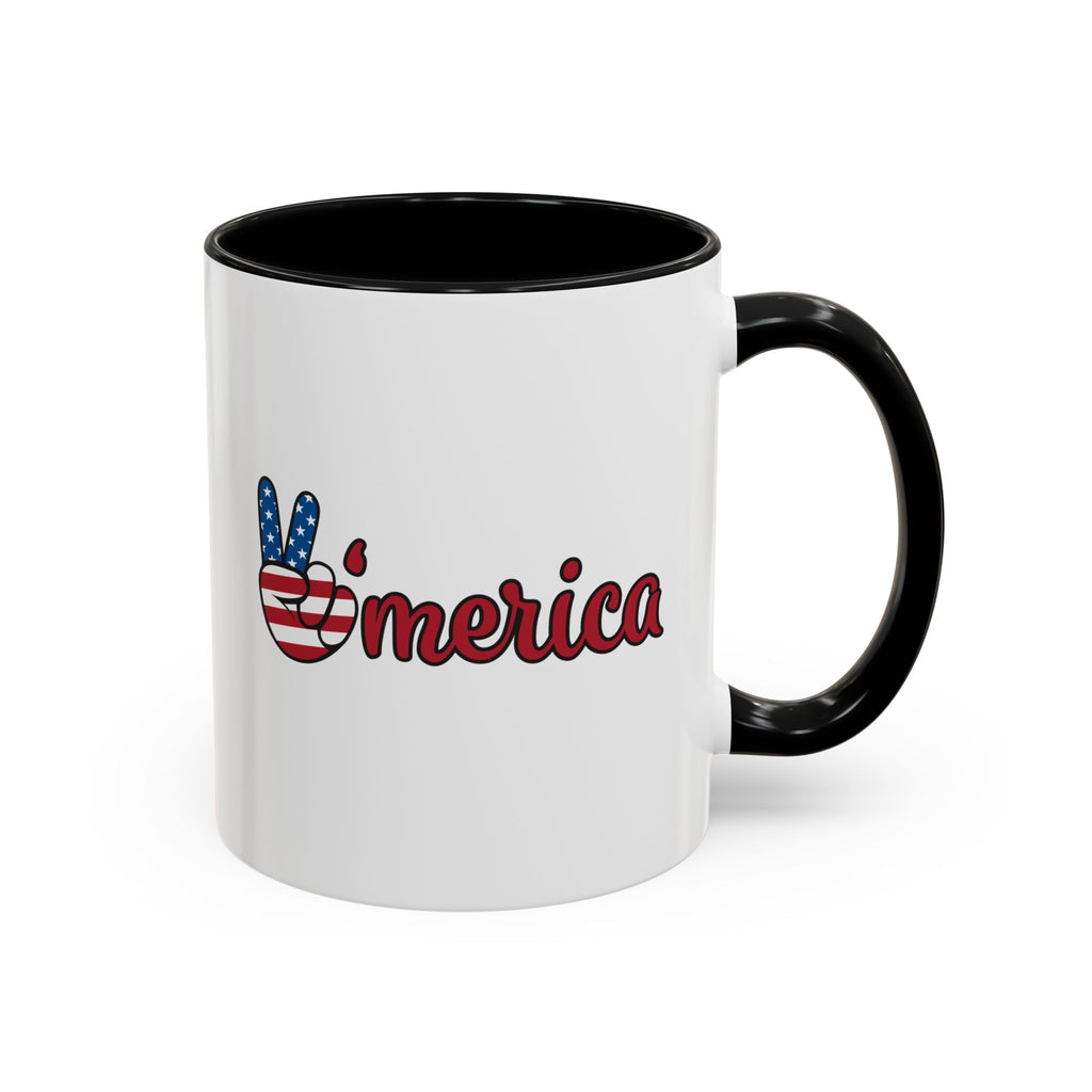 Peace Sign Coffee Mug | Accent Handle 11oz 15oz | coffee mug independence design