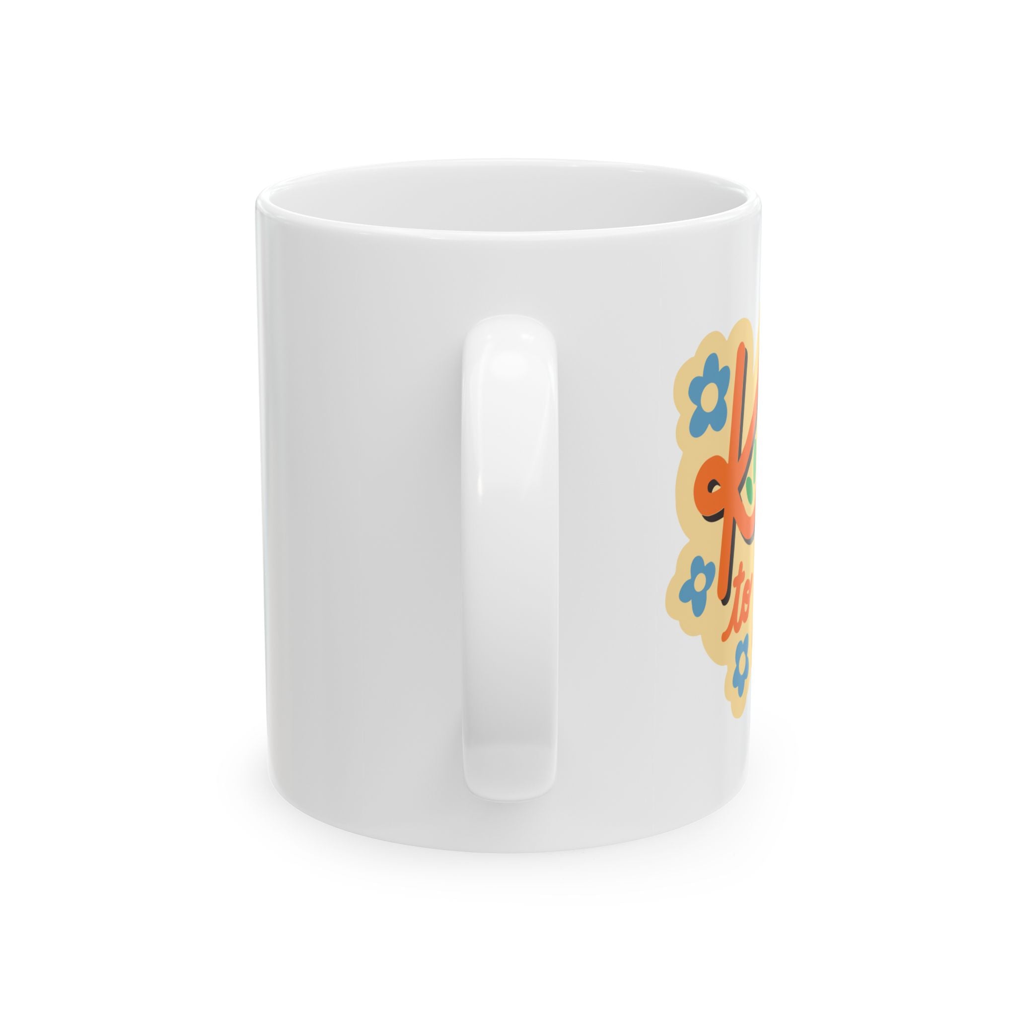 Inspirational Ceramic Mug - "Be Kind to Yourself" Retro Floral Design (11oz, 15oz)