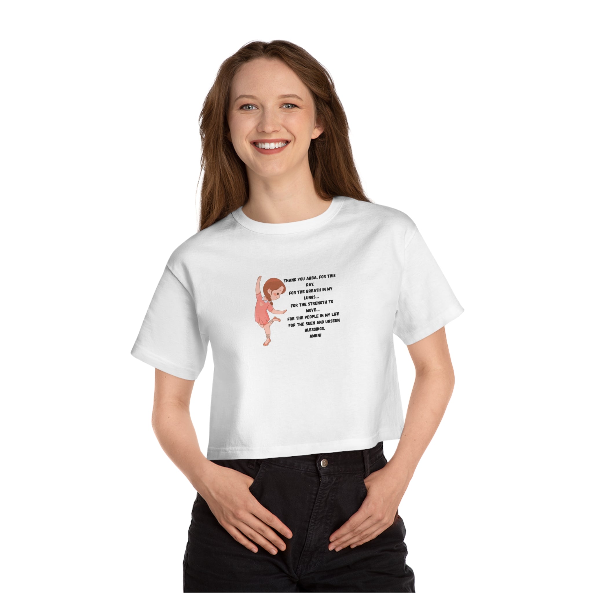 Dancing Ginger Girl with Quote Cropped Tee | Champion Crop Top