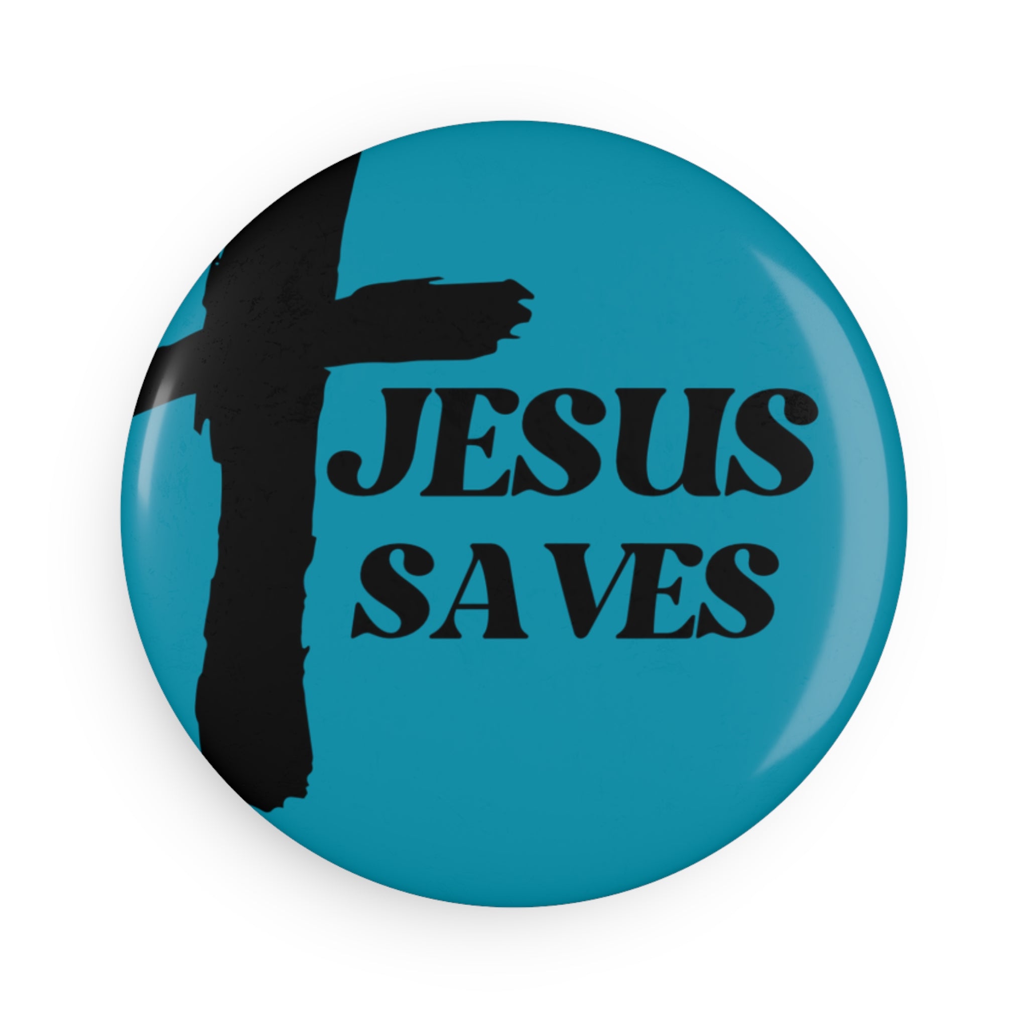 Jesus Saves Round Magnet — Christian Faith Button Magnet