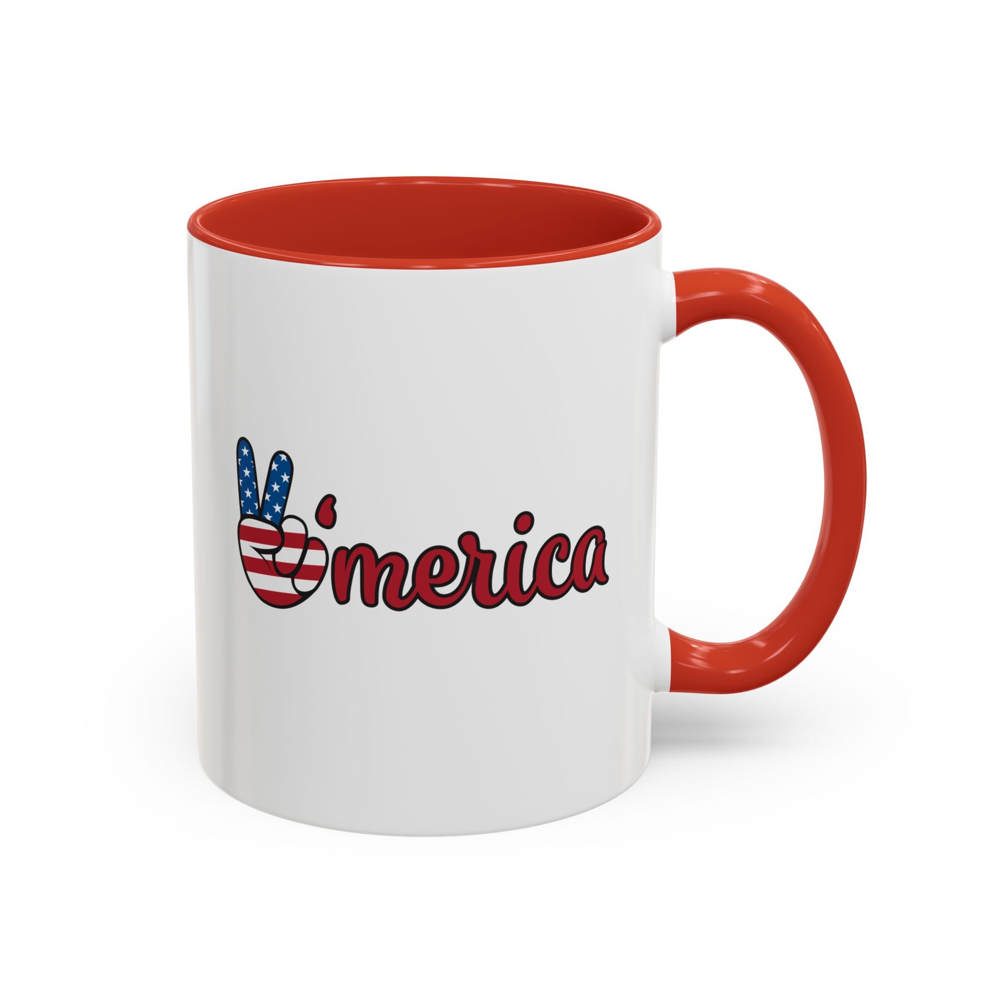Peace Sign Coffee Mug | Accent Handle 11oz 15oz | coffee mug independence design