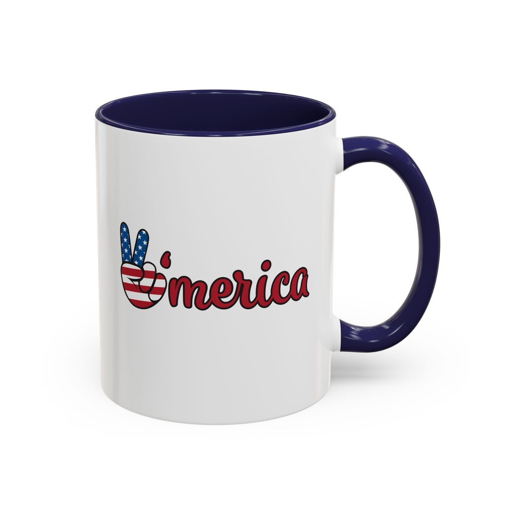 Peace Sign Coffee Mug | Accent Handle 11oz 15oz | coffee mug independence design