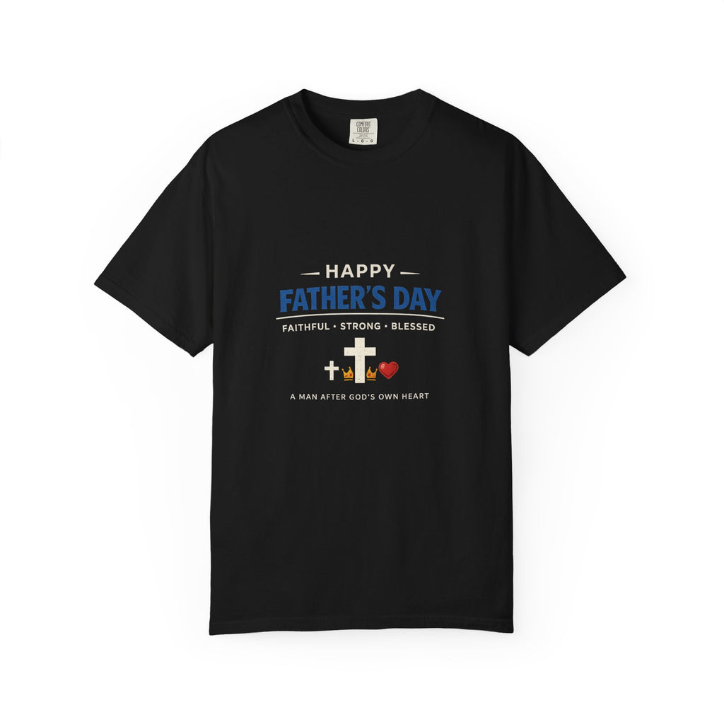 Father's Day Faithful Strong Blessed T-shirt | Christian Cross Dad Tee