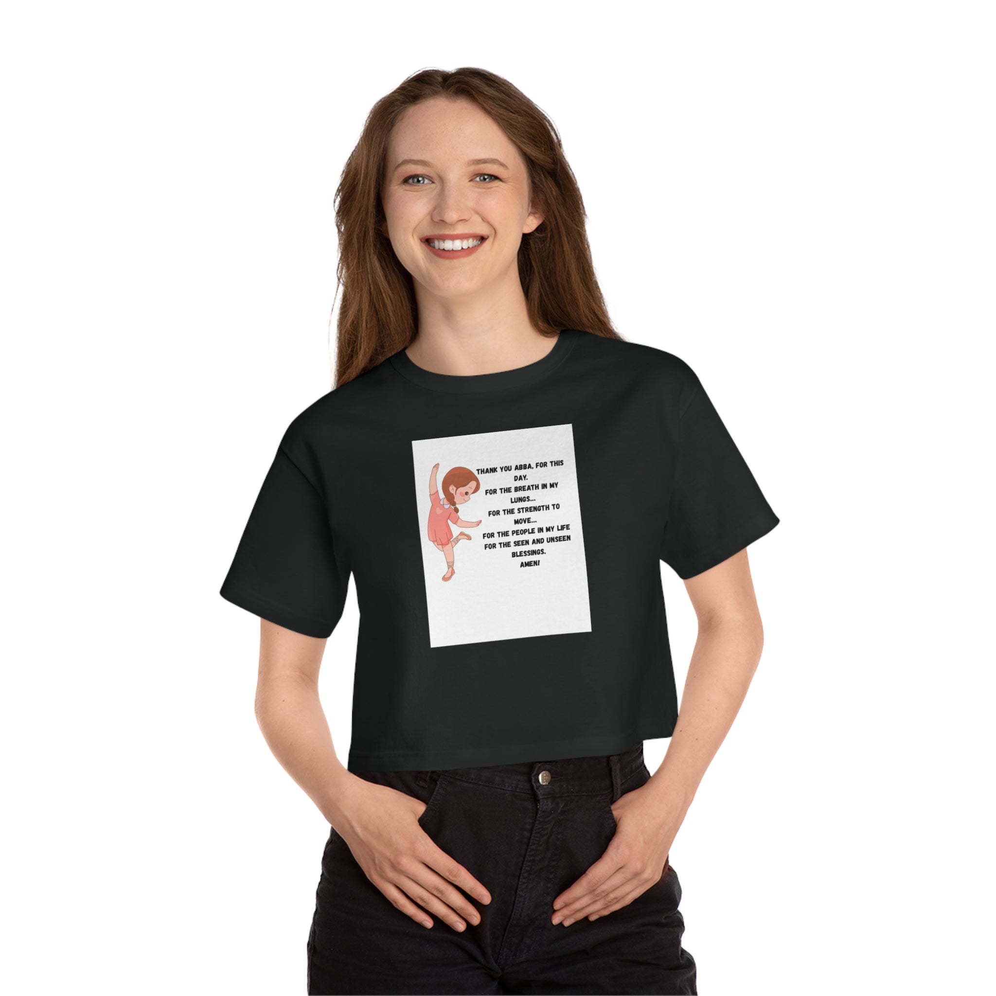 Dancing Ginger Girl with Quote Cropped Tee | Champion Crop Top