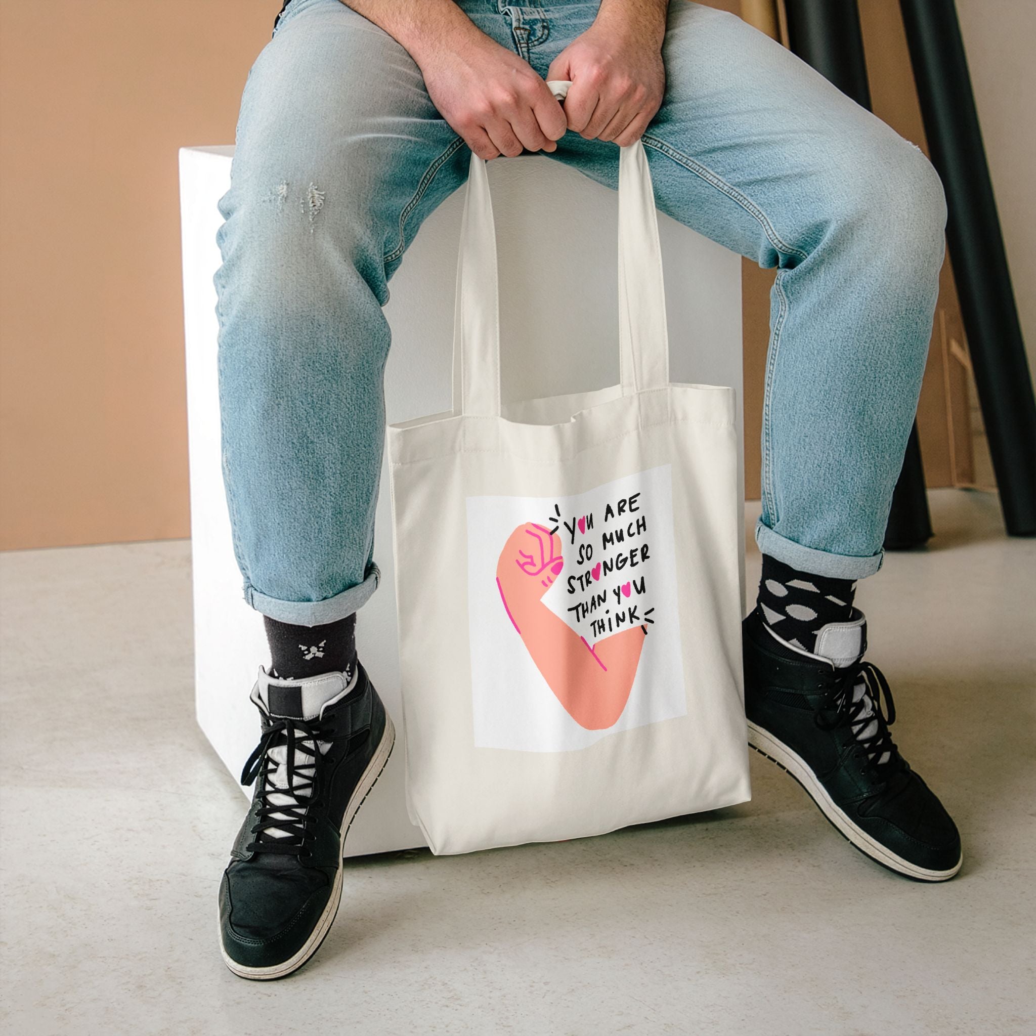 Empowering Strength Tote — “You Are So Much Stronger Than You Think” Cotton Bag