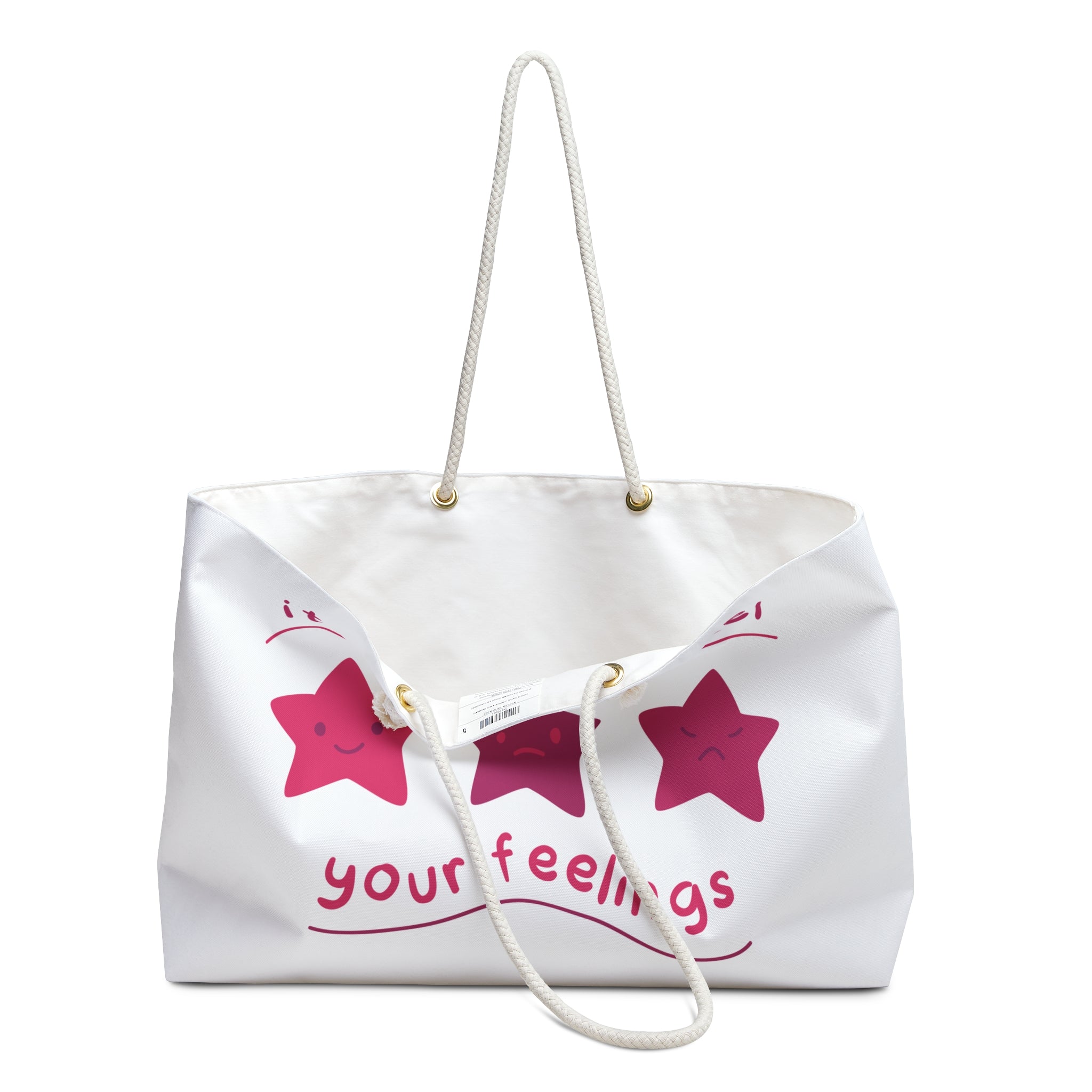 Weekender Bag — “It’s Okay to Feel Your Feelings” Pink Star Mental Health Tote