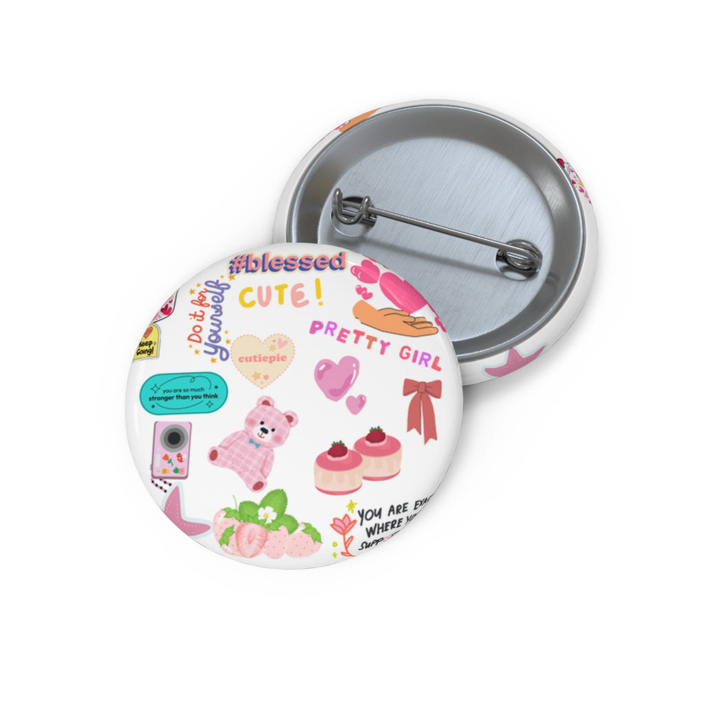 Kawaii Pastel Sticker Collage Pin Buttons