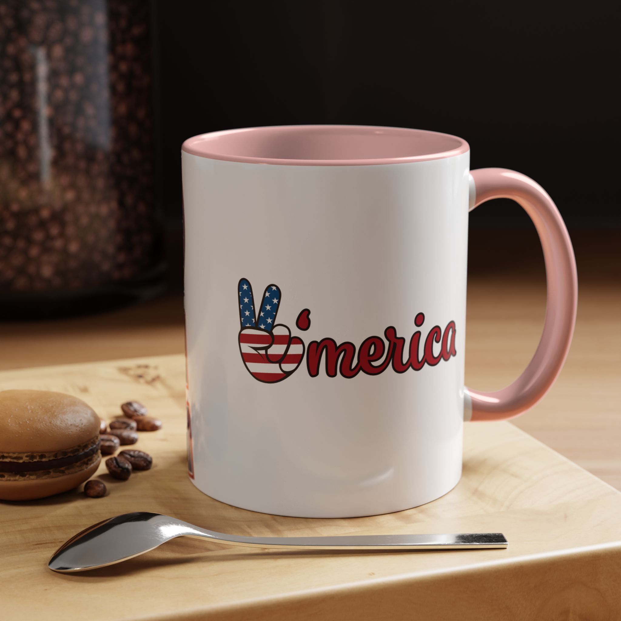 Peace Sign Coffee Mug | Accent Handle 11oz 15oz | coffee mug independence design