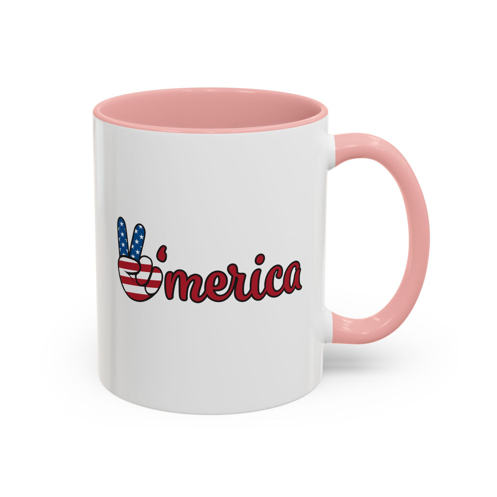 Peace Sign Coffee Mug | Accent Handle 11oz 15oz | coffee mug independence design