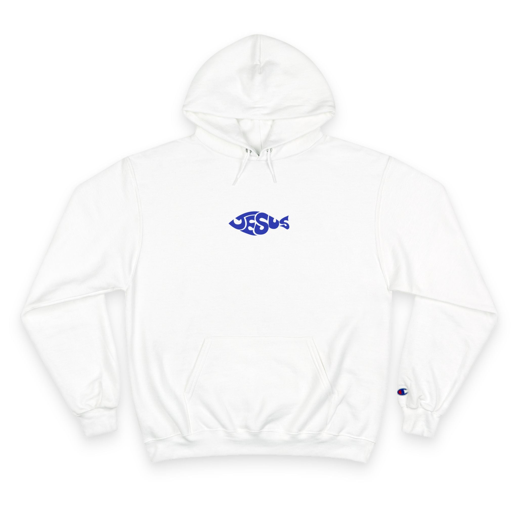 Jesus Fish Hoodie | Christian Faith Small Logo, White Pullover